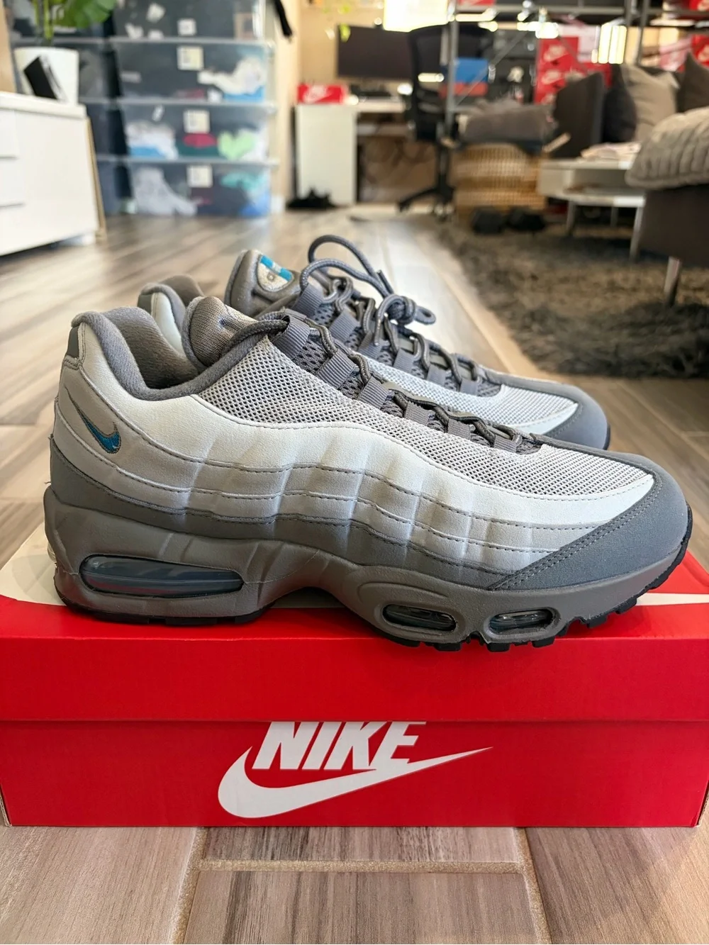 Men's Nike Air Max 95 OG Big Bubble Shoes - Smoke Grey Blue IH4457-003